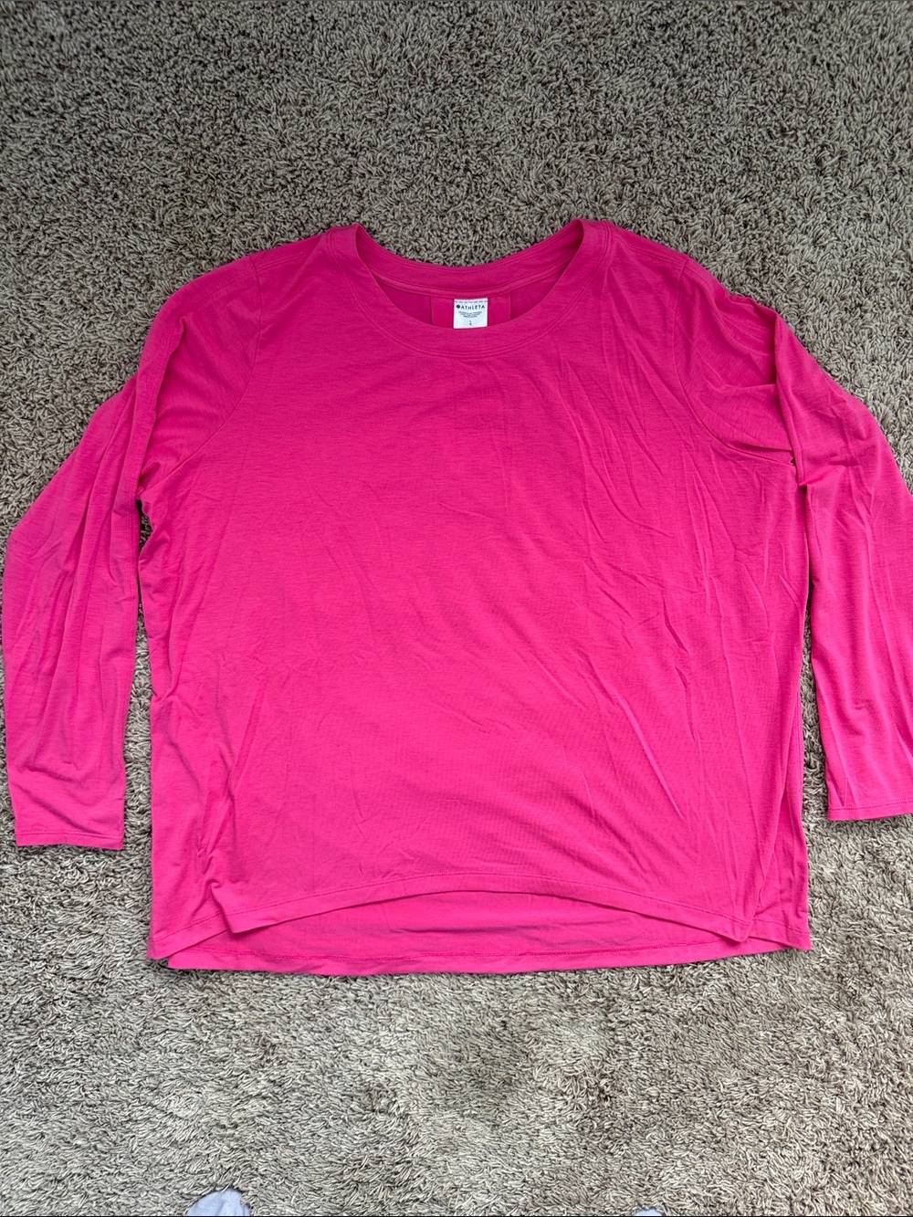 Athleta Hot Pink Long Sleeve Crewneck Top